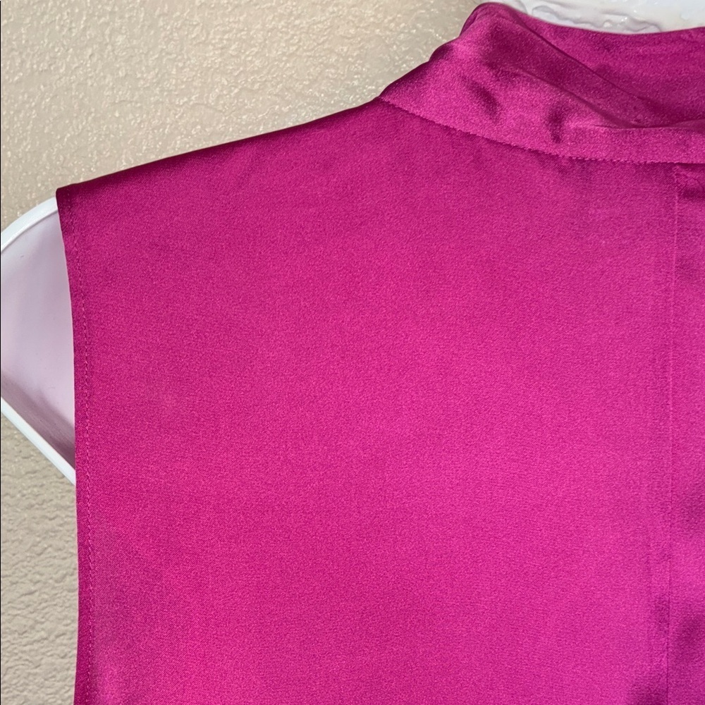 Jones New York's blouse womens 14, hot pink, Sleeveless, Long Neck Ties. EUC - Picture 8 of 17